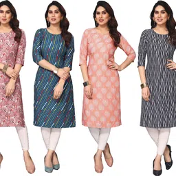ketaki fashion Pack of 4 Women Printed Crepe Straight Kurta-picture-11
