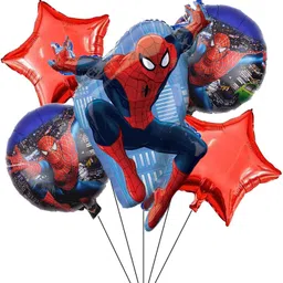 bash n splash Printed Swinging Action spider Man SpiderMan Theme Foil Balloon for Party Decoration Pack of 5 Balloon-picture-11