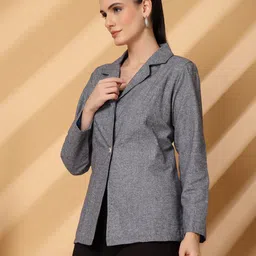 pluss Women Solid Single Breasted Casual Blazer image 2