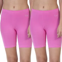 Pack of 2 Solid Women Pink Cycling Shorts-image-22