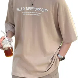 brightktaft Men Printed Round Neck Cotton Blend Beige T-Shirt-picture-20