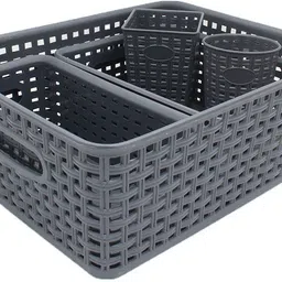 jaycee Plastic Multipurpose Premium Sturdy Storage Baskets Organiser for Kitchen | Office | Stationery | Cosmetics|Bathroom Storage Basket-picture-15