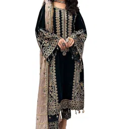 Semi Stitched Georgette Salwar Suit Material Embroidered-image-30