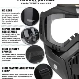 olsic ® Motorcycle White Goggle Mask Fun Face Mask Full Face Mask Windproof Goggles3 Mask Goggles Bike Off-Road Racing Glasses Blowtorch Safety Goggle Safety Visor image 3