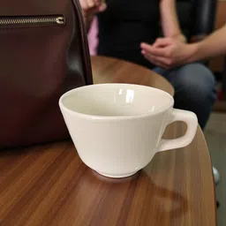 new trend craft Ceramic Classic Light Cream Color Ceramic Tea Cup image 3