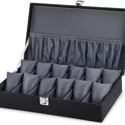 euro koza Black & Gray 12 slots watch box Watch Box Watch Box image 2
