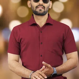 vebnor Men Regular Fit Solid Spread Collar Casual Shirt image 1