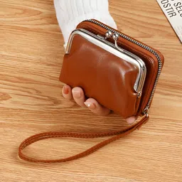 Women Casual Brown Artificial Leather Wallet-image-28