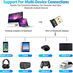 Mokoto USB Bluetooth 5.0 Adapter Dongle for Laptop and Desktop PC USB Adapter image 4