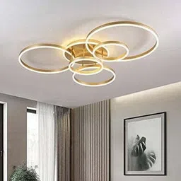 blissbells 5 Light Golden Body Modern LED Ring Chandelier for Dining Living Room Lamp Ceiling Light Ceiling Lamp image 1