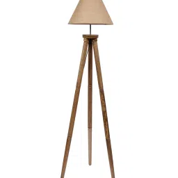 new era Classic Wooden Floor Lamp with Jute Shade (Natural & Beige) image 5