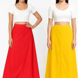 AARON A Red+Yellow01 Pure Cotton Petticoat-image-5
