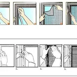 pulkit Polyester Adults Washable 5x5 ft black Window Mosquito Mesh Stitched Net Screen with Hook & Loop Tape Mosquito Net image 4