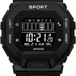 zyla Black Square Digital Dial Sport Chronograph Stop Watch,Shockproof Digital Watch - For Men Silicone Strap Hybrid Multi Function Working Premium Quality LED Luminous Light image 1