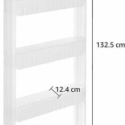 Shopixo Premium Unbreakable Plastic 5 Layer Slim Side Space Saving Multipurpose Utility Storage Organizer Rack Shelf with Wheels for Easy Movement for Household Kitchen, Office, Bathroom (5 layer) Plastic Kitchen Trolley Plastic Kitchen Trolley image 5
