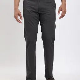 indian terrain Men Slim Fit Grey Cotton Blend Trousers-picture-27
