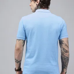 u.s. polo assn. Men Printed Polo Neck Pure Cotton Light Blue T-Shirt image 5