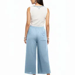 envagor Women Relaxed Light Blue Polyester Trousers image 2