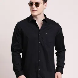 turtle Men Slim Fit Solid Spread Collar Casual Shirt-picture-11