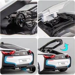 sharnga 1:24 Diecast Model Alloy I8 Metal Pull Back Car With Sound & Light image 3