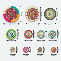 craftinky Mandala Pattern Wall Hanging Decoration Artwork | Decorative Item | Ideal Gifts Pack of 11 image 4