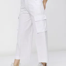 tokyo talkies Women Regular Fit White Viscose Rayon Trousers image 3