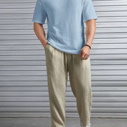 stockton Oversized Men Printed Round Neck Polycotton Light Blue T-Shirt image 5