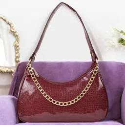 nby craft Maroon Women Sling Bag Croco Women Sling Purse Crossbody Shoulder Bag - Extra Large-picture-23