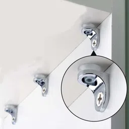 atlantic Glass Shelf Right Angle Fixing Clip Bracket Aluminium with Suction Cup (Silver, Standard Size) -Pack of 10 Pieces 0 Shelf Bracket image 3