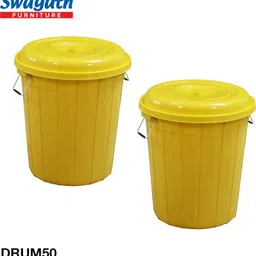 swagath furniture 50 L PLASTIC DRUM WITH LID DRUM50_YL-2 50 L Drum-picture-36
