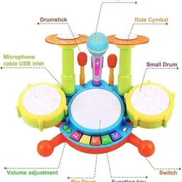 esnapy Kids Drum Set Toddler Toys with Adjustable Microphone Musical nstrument Playset image 2