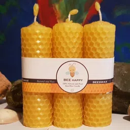 pratha Pure Beeswax Candle, HANDROLLED – (pack of 3), 35 gm X 3, bee wax candle, bee wax pillar candle, Pure BeesWax Hand rolled candle Candle-picture-11