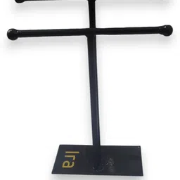 Double T Towel Stand Black Towel Holder-image-0