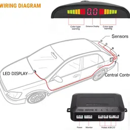 pecunia Parking 0179 DIY LED Car Reverse Sensor Kit with 4 Sensors & Buzzer Alarm Parking T8 Parking Sensor image 2