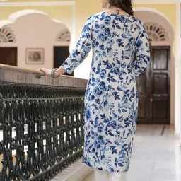 wawlooks Women Floral Print Cotton Blend Straight Kurta image 2