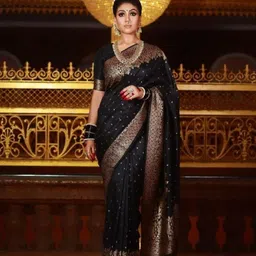 nirlabh Striped Banarasi Pure Silk Saree image 1