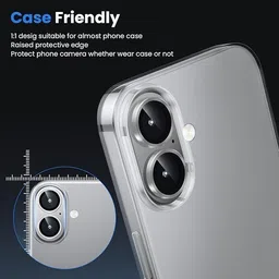 BinkSon Camera Lens Protector for Apple iPhone 16, Silver image 5
