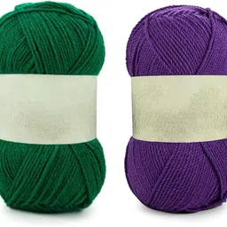 waaome ® Green And Purple Wool 200 Gram 100x2 Hand Knitting Art Craft Soft Yarn (WA54)-picture-25