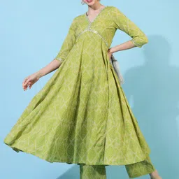 gulmohar jaipur Women Pure Cotton Kurta Palazzo Dupatta Set image 3