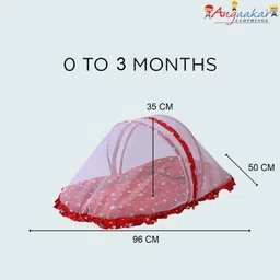 angaakar clothings Cotton Infants Washable Newborn Baby Cotton Mosquito Net With Bedding Set & Pillow for Red 0-3 Months Mosquito Net-picture-15