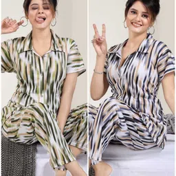 capasino Women Shirt & Pyjama set Multicolor Printed-picture-15