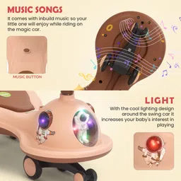 baybee Magic Swing Car for Kids Twister Push Ride on Toy for Baby Car with Music Rideons & Wagons Non Battery Operated Ride On image 2