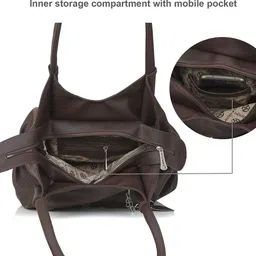 lazzaroo Women Brown Shoulder Bag - Extra Spacious image 5