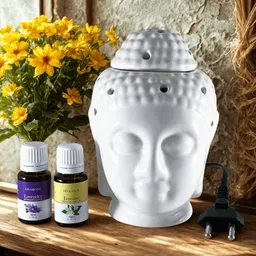 divasense Ceramic Buddha Electric Diffuser with, with Lavender Jasmine Oil Burner Aroma Oil, Refill, Potpourri, Diffuser Set-picture-23