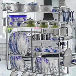 demiqon Utensil Kitchen Rack Good Quality Kitchen Rack | Dish Rack with Plate & Cutlery Stand 31 x 30 Inch Steel-picture-26