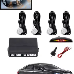 maties 4Pcs White Reverse Parking Sound Warning sensor for car Protection-243 Car Reverse Parking White 4 Sensor With LED Display/Buzzer -243 Parking Sensor-picture-26