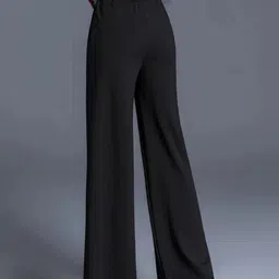wolica Women Regular Fit Black Viscose Rayon Trousers-picture-23