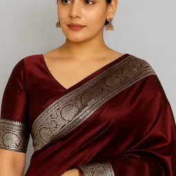 sijileen Woven, Solid/Plain Banarasi Satin Saree image 2