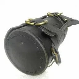 ahlmotor Bullet & Bikes Black Color Round Tool Bag One-side Black Leather Motorbike Saddlebag image 2