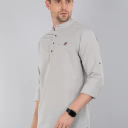 proword Men Solid Pure Cotton Straight Kurta image 3